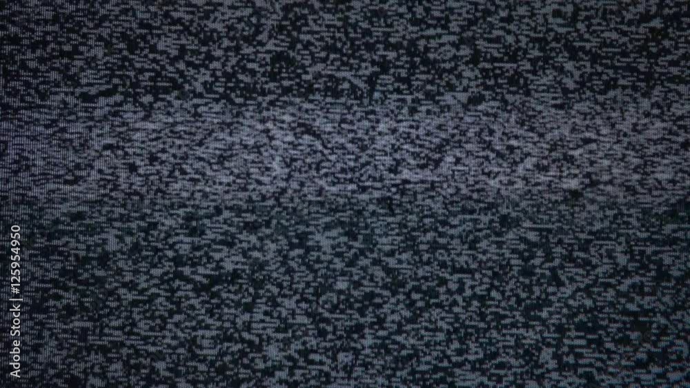 A flickering, analog TV signal. VHS retro recording video cassettes, TV