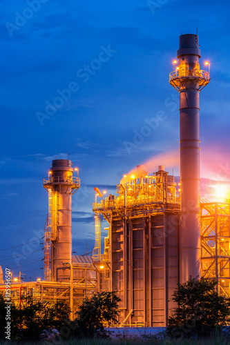 power plant at sunset