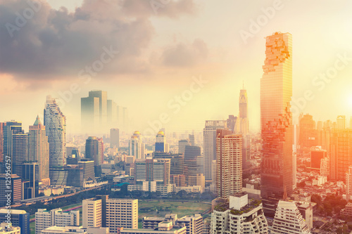 Bangkok Cityscape  Business district with high building at sunshine day  Bangkok  Thailand