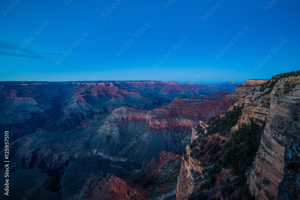 A view of grand canyon from south rim at blue hour