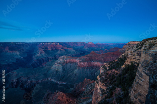 A view of grand canyon from south rim at blue hour