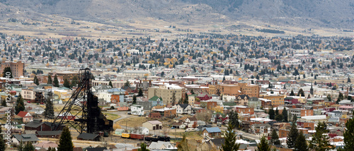 High Angle Overlook Butte Montana Downtown USA United States photo
