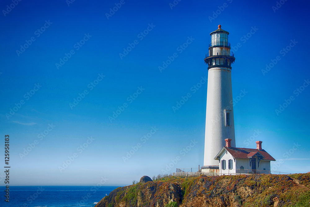 Lighthouse Pigeon Point in Northern California, HDR image