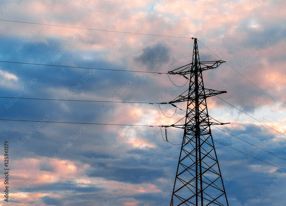 tower electrical lines are silhouette on beautiful sunset. tower electrical lines are silhouette on beautiful sunset.