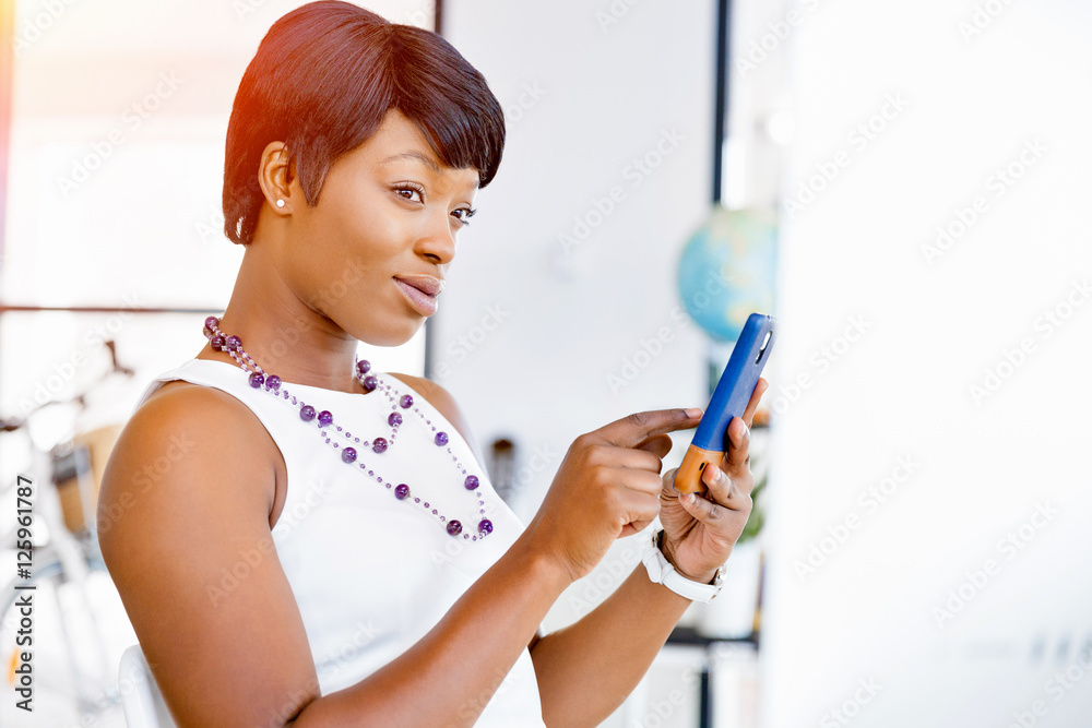 Portrait of smiling business woman with mobile Portrait of smiling business woman with mobile