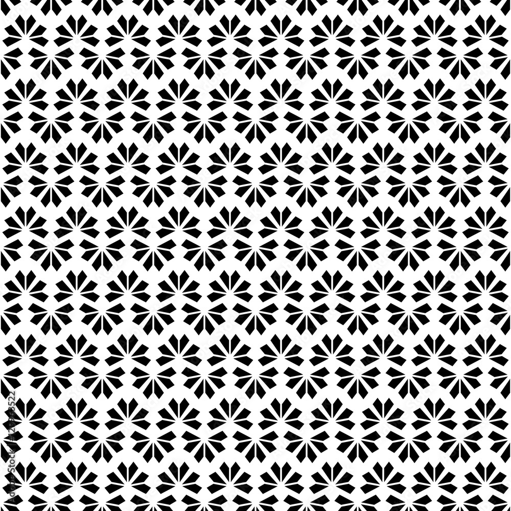 Black white background vector. Abstract modern flower geometric pattern.