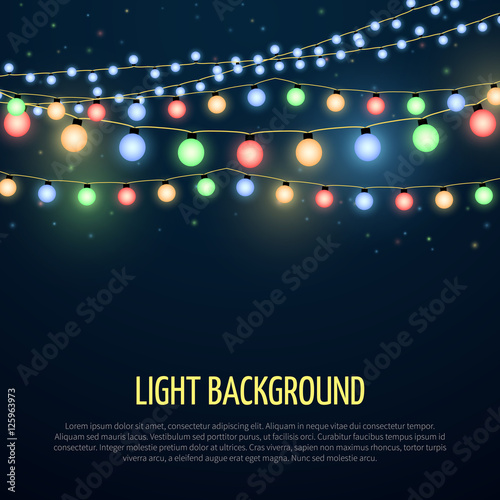 Abstract vector background with christmas garland lamp lights decoration