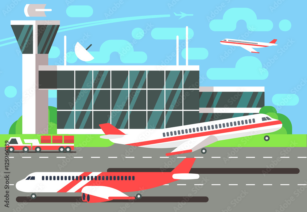 Airport flat vector illustration