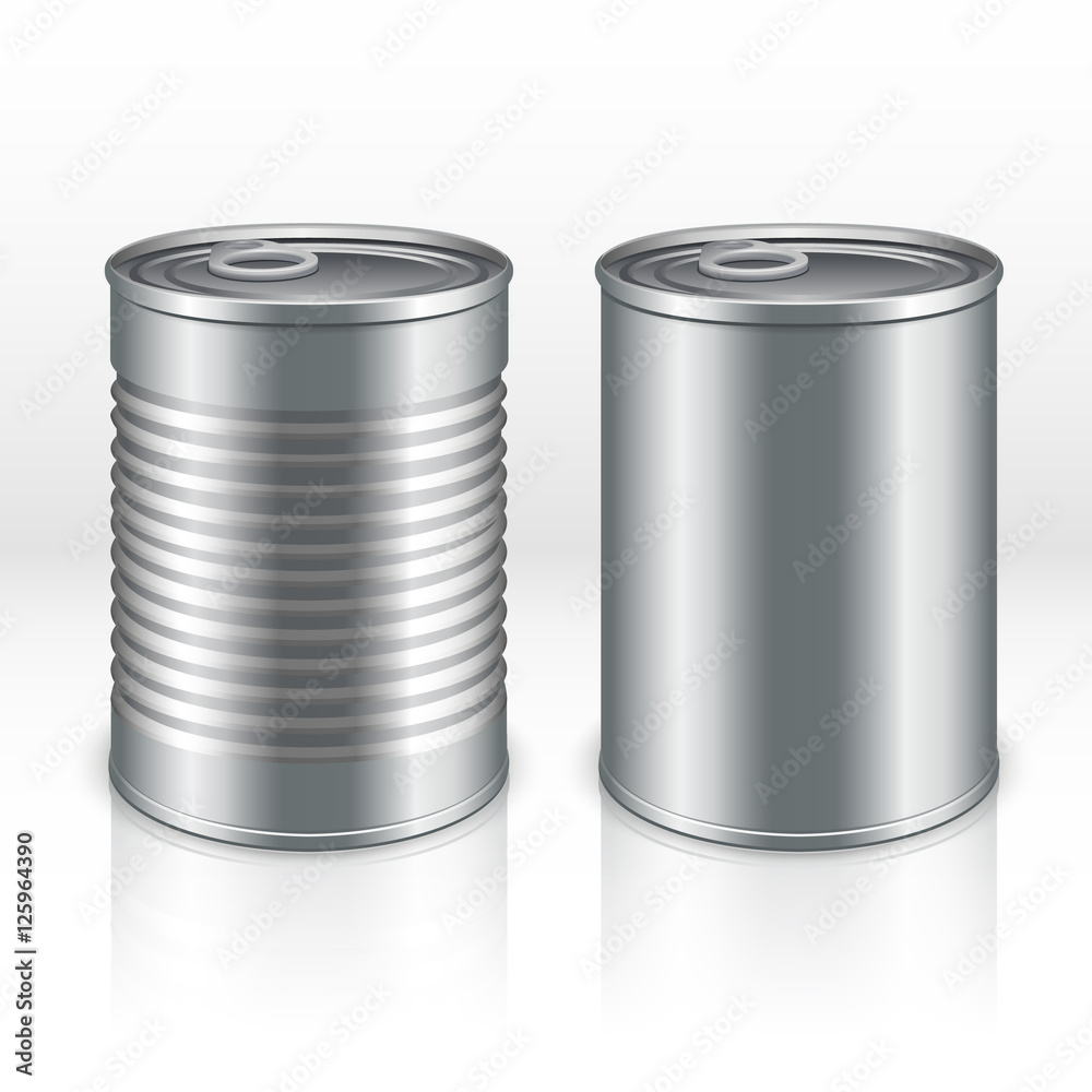 Blank metal products container, tin cans isolated on transparent checkered background. vector mockups Blank metal products container, tin cans isolated on transparent checkered background. vector mockups