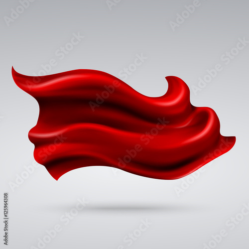 Flying red silk textile, fabric flag, satin ribbon vector illustration