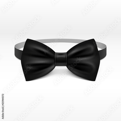 Black bow tie realistic vector illustration isolated on white background