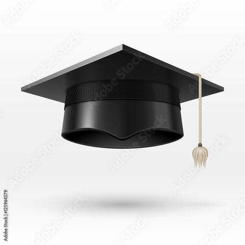 Academic graduation cap, hat. realistic vector illustration