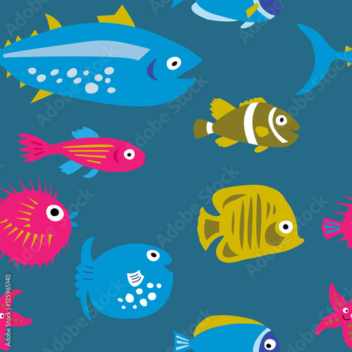 Seamless template with decorative beautiful fish