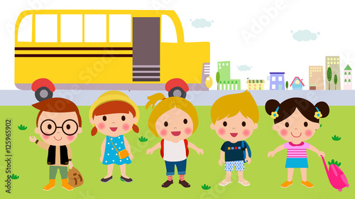 Children and school bus