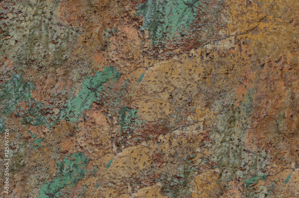 old spotty stained concrete wall texture background. color orange, green, gray