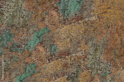 old spotty stained concrete wall texture background. color orange, green, gray © hary_cz
