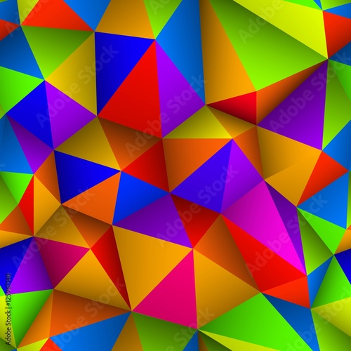 Colorful triangle seamless low-poly background.