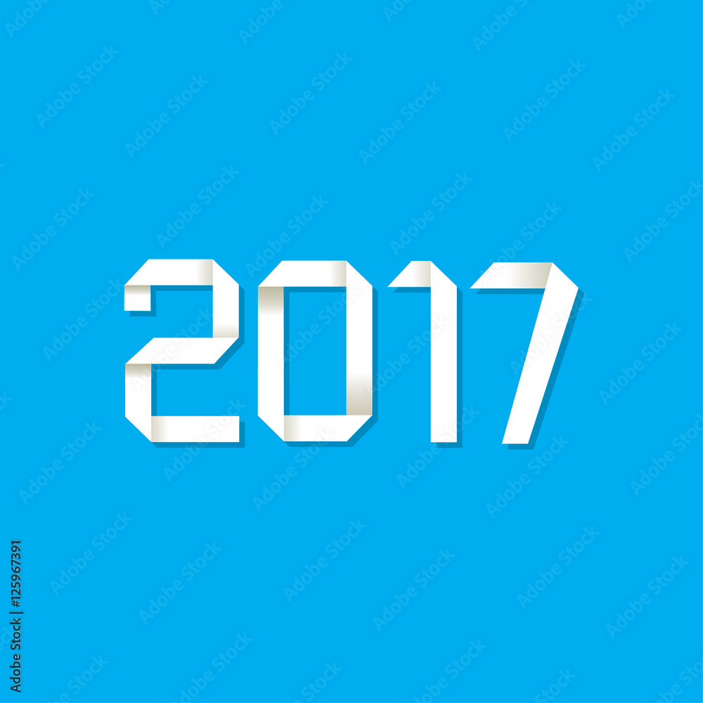 Origami 2017 symbol on blue background Origami 2017 symbol on blue background