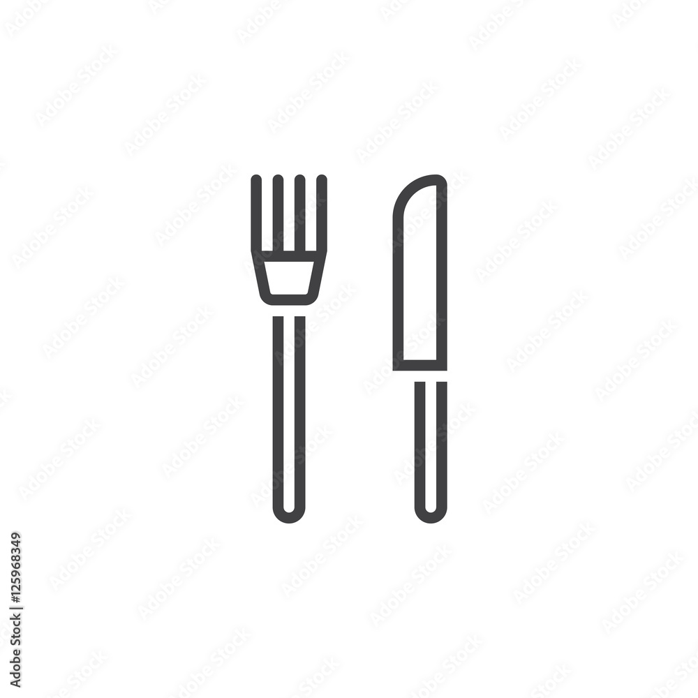 Restaurant symbol. fork and knife line icon, outline vector sign, linear pictogram isolated on white. logo illustration Restaurant symbol. fork and knife line icon, outline vector sign, linear pictogram isolated on white. logo illustration