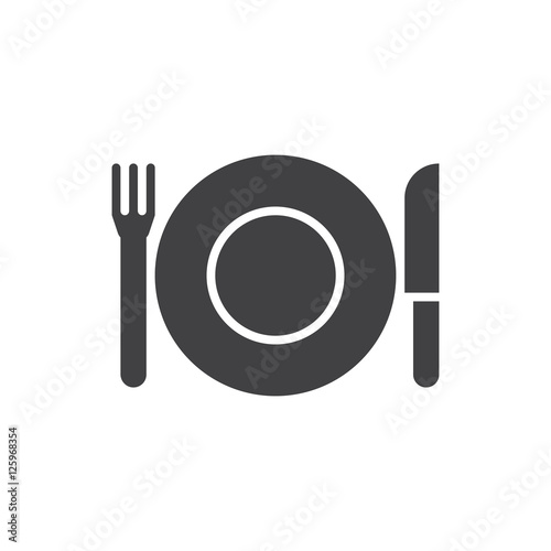 Plate Fork And Knife icon vector, dishware solid flat sign, pictogram isolated on white, logo illustration