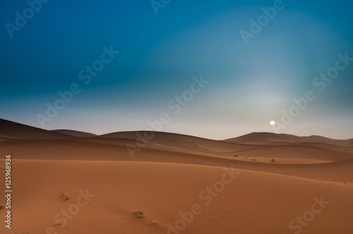 Beautiful sunrise in the Moroccan Sahara Desert  North Africa