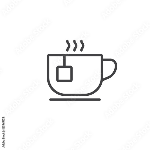 Teacup line icon, tea cup outline vector sign, linear pictogram isolated on white. logo illustration