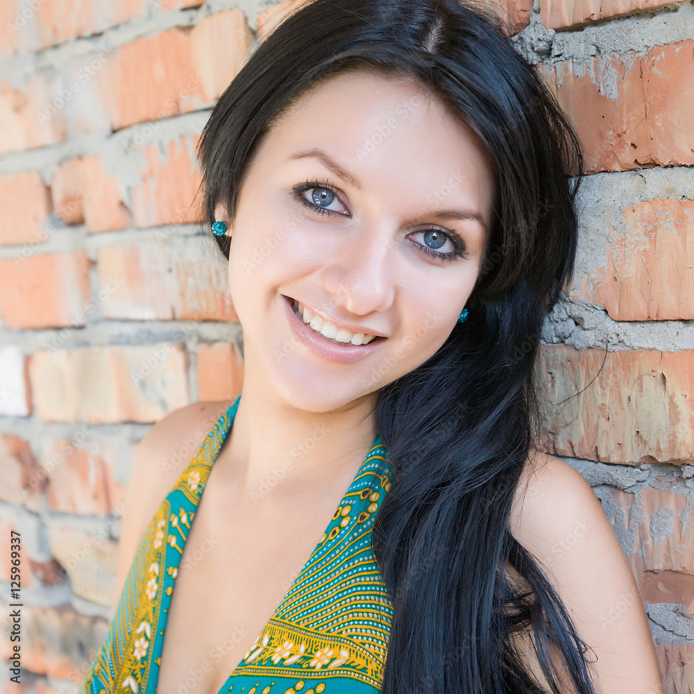 Brunette in a green dress Brunette in a green dress