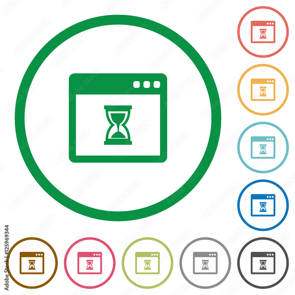 Waiting application flat icons with outlines Waiting application flat icons with outlines