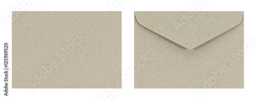 Brown envelope front and back isolate on white background, Clipp