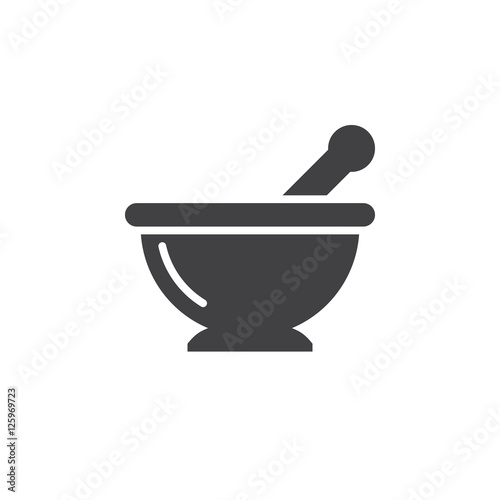 Fotótapéta Mortar and pestle icon vector, Kitchen pounder solid flat sign, pictogram isolat