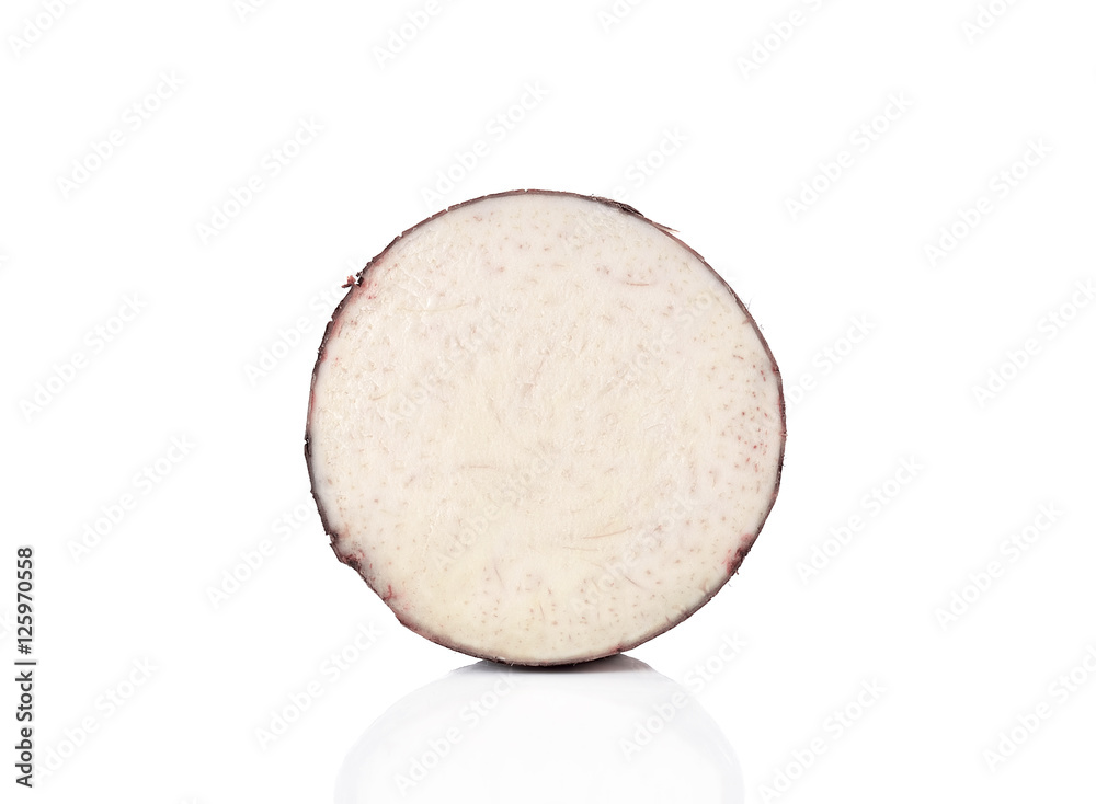 cut of taro isolated on white background cut of taro isolated on white background