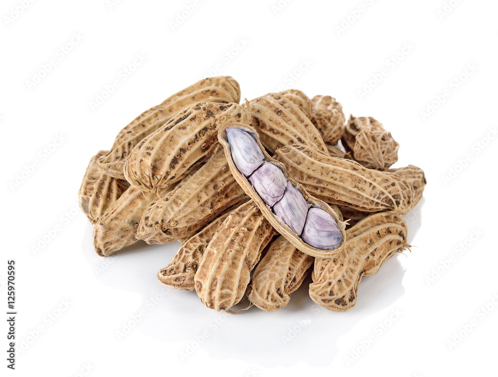 Boiled peanuts isolated on white background Boiled peanuts isolated on white background