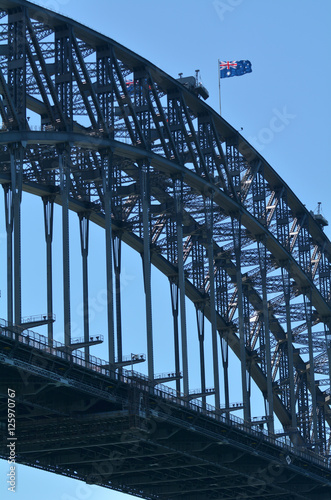 The National flag of Australia on Sydney Harbour Bridge © Rafael Ben-Ari
