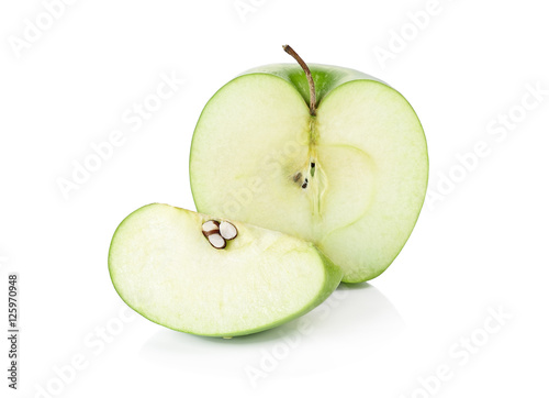 Sliced Green apple isolated on the white background
