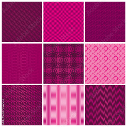 Set of seamless magenta patterns