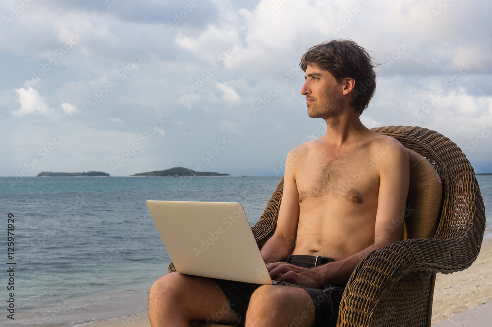 Man working remotely on his computer