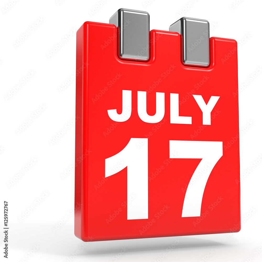 July 17. Calendar on white background. July 17. Calendar on white background.