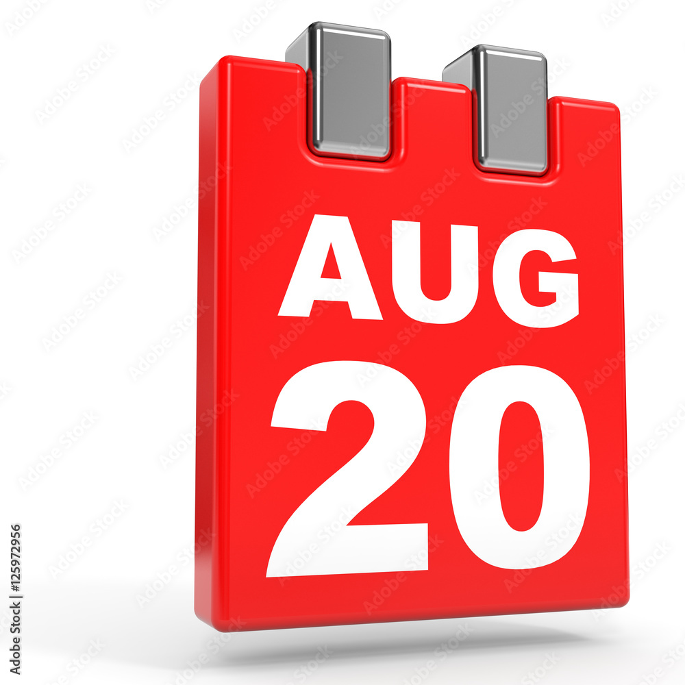 August 20. Calendar on white background. August 20. Calendar on white background.
