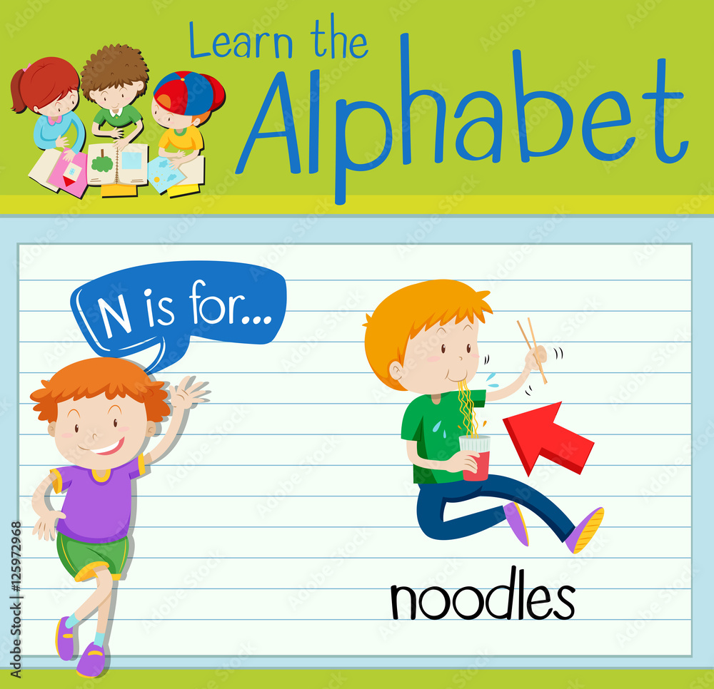 Flashcard letter N is for noodles Flashcard letter N is for noodles