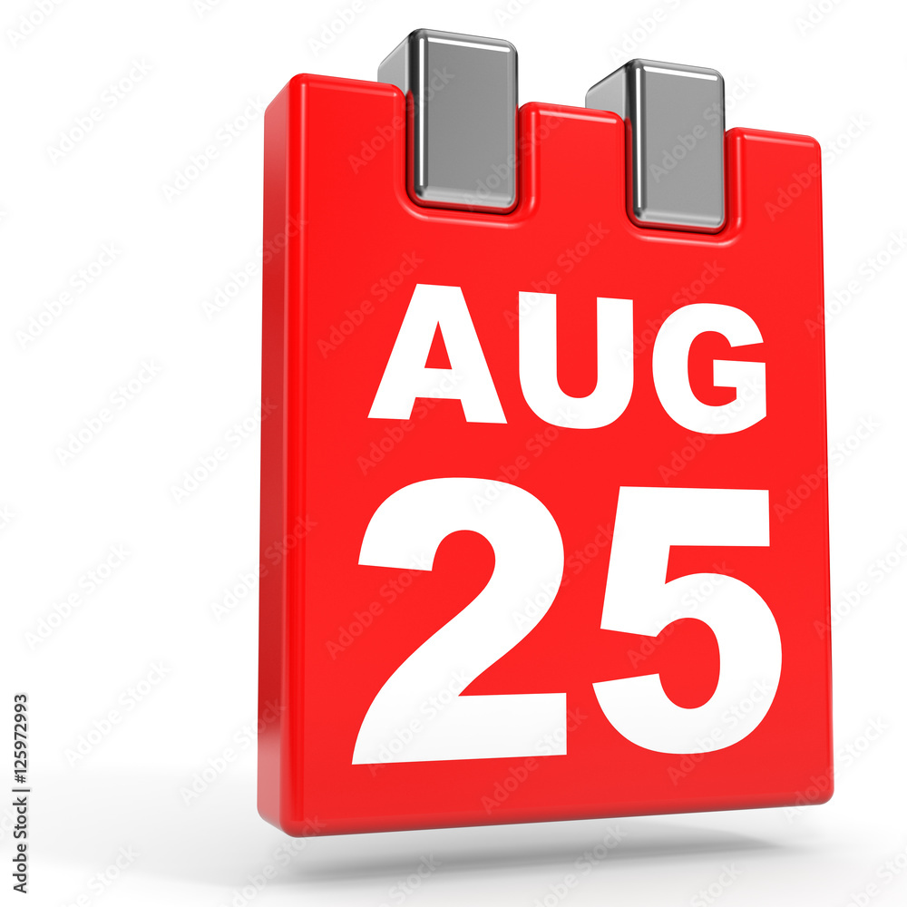 August 25. Calendar on white background. August 25. Calendar on white background.