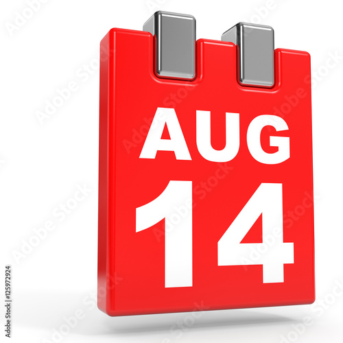 August 14. Calendar on white background.