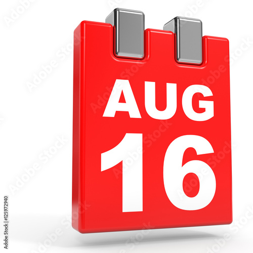 August 16. Calendar on white background.