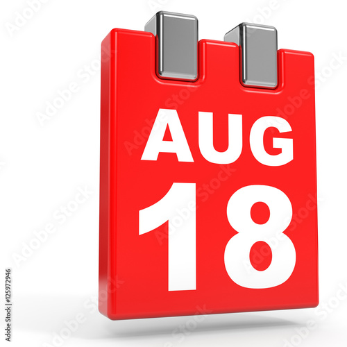 August 18. Calendar on white background.