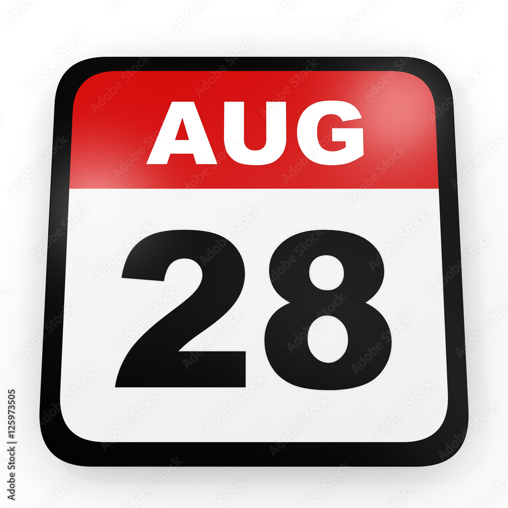 August 28. Calendar on white background. August 28. Calendar on white background.