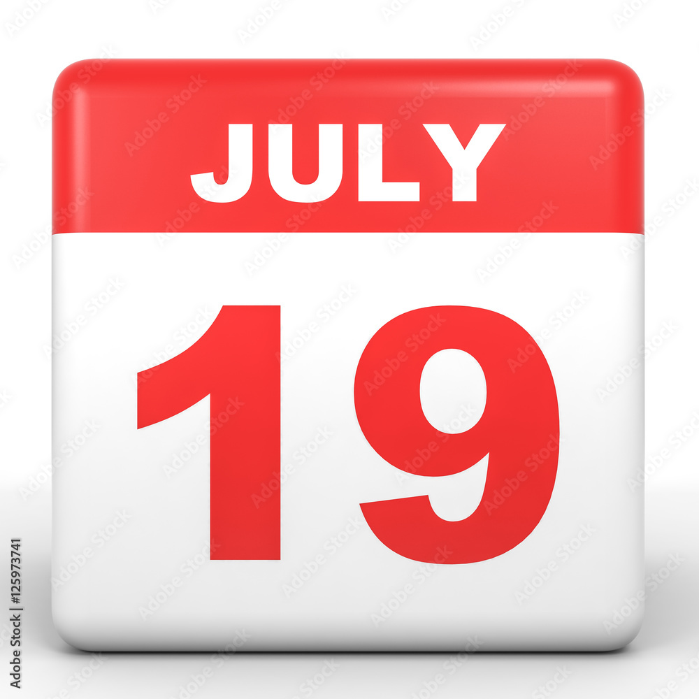 July 19. Calendar on white background. Stock Illustration Adobe Stock