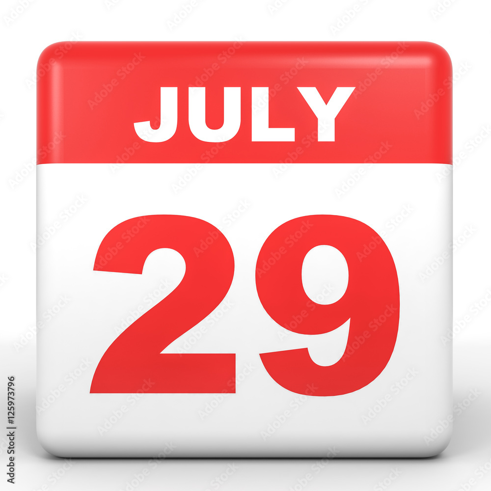Fototapeta premium July 29. Calendar on white background.