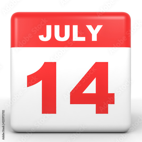 July 14. Calendar on white background.
