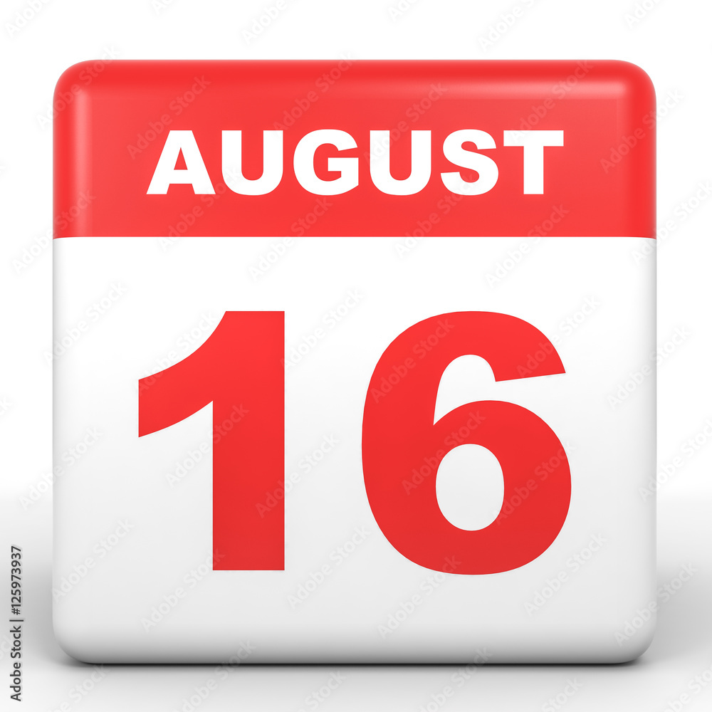 Fototapeta premium August 16. Calendar on white background.