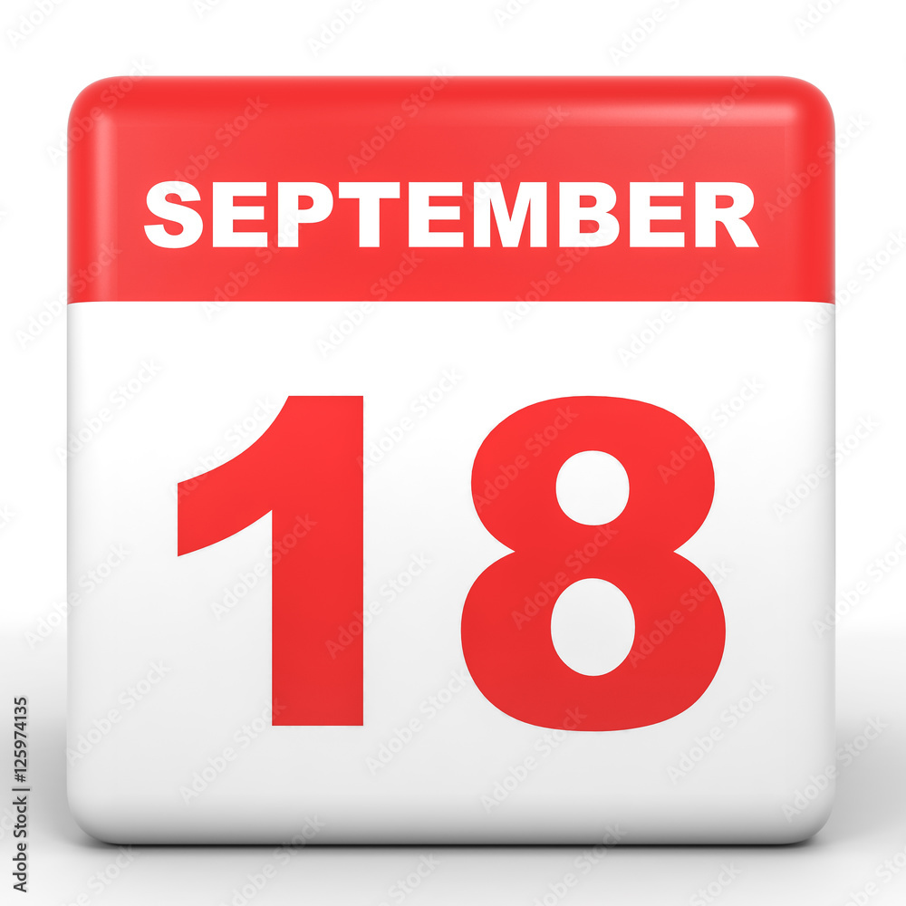 September 18. Calendar on white background.
