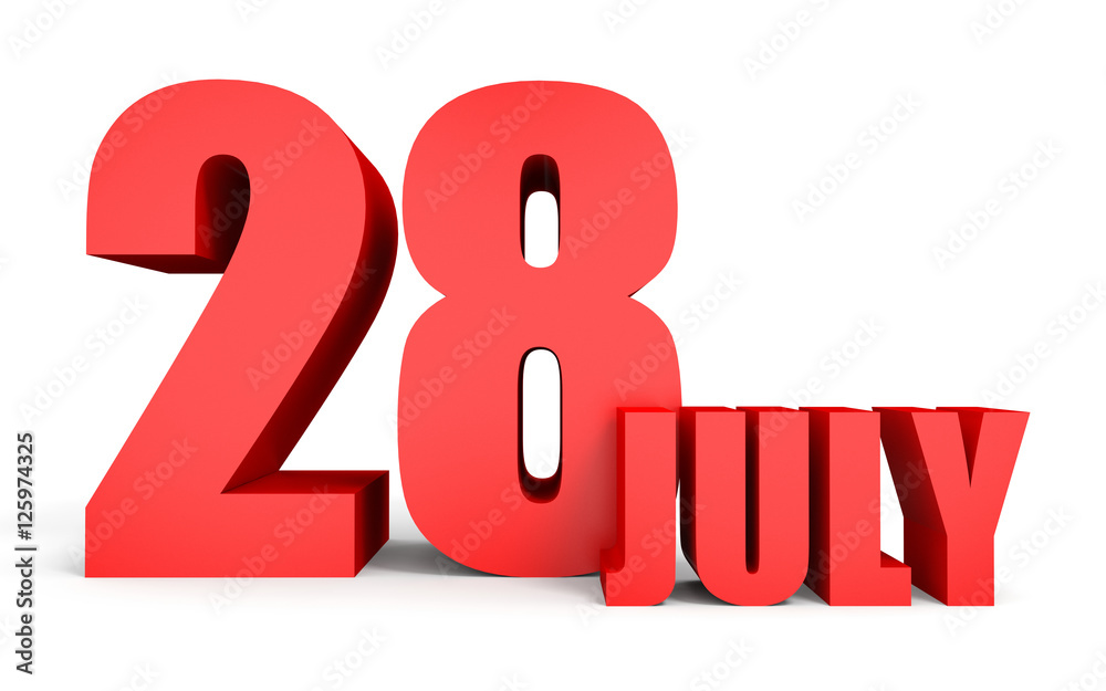 July 28. Text on white background. July 28. Text on white background.